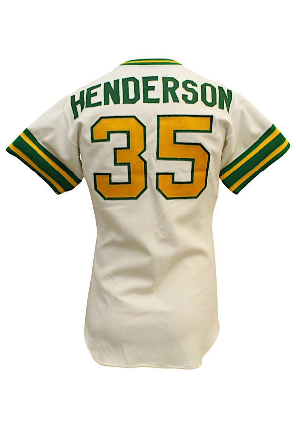 Lot Detail - 1979 Rickey Henderson Oakland A's Rookie Game-Used &  Autographed Home Jersey (JSA • Graded 9)
