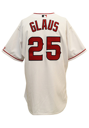 2002 Troy Glaus Anaheim Angels Game-Used & Autographed Home Jersey (JSA)