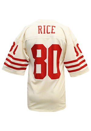 Late 1980s Jerry Rice San Francisco 49ers Game-Used Road Jersey (Rare Early Career Example W. Documented Side Gussets)