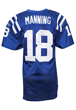 2004 Peyton Manning Indianapolis Colts Game-Used & Autographed Jersey (Full JSA • Photo-Matched & Graded 10 • Manning LOA • 425 Yards, 3 TD Performance • MVP Season)