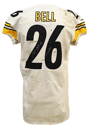 2013 LeVeon Bell Pittsburgh Steelers Game-Used & Autographed Rookie Jersey (JSA • NFL PSA/DNA • Photo-Matched To First Career Touchdown)