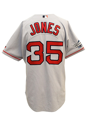 2004 Lynn Jones Boston Red Sox Coaches-Worn World Series Road Jersey (Jones LOA)