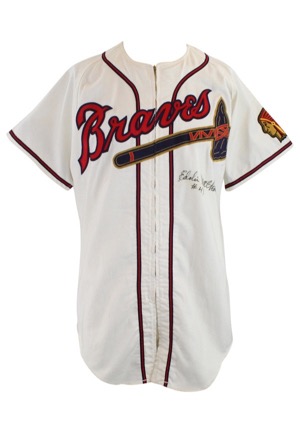 Eddie Mathews Milwaukee Braves Autographed Display Flannel Jersey (JSA)