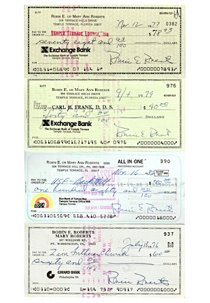 Robin Roberts Autographed Personal Bank Checks (4)(JSA)