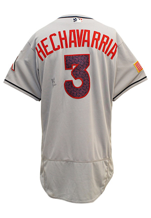 2016 Adeiny Hechavarria Miami Marlins Game-Used & Autographed "4th Of July" Road Jersey, Cleats & Batting Gloves (3)(JSA • Hechavarria LOAs)
