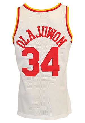 1990-91 Hakeem Olajuwon Houston Rockets Game-Used Home Uniform (2)