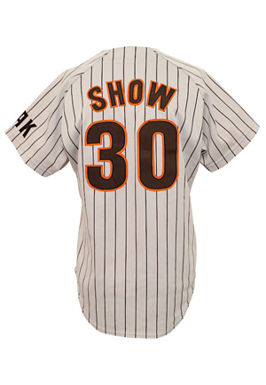 1985 Eric Show San Diego Padres Game-Used Road Jersey (Photo-Matched) 