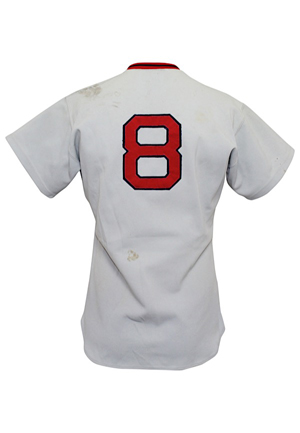 1972 Carl Yastrzemski Boston Red Sox Game-Used & Autographed Jersey (JSA • Photo-Matched & Graded 9+ • Rare First Year Knit With Tremendous Wear)