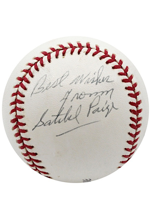 Satchel Paige Single-Signed & Inscribed Baseball (Full PSA/DNA)
