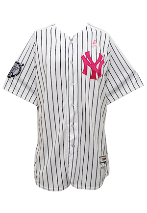 2017 Gary Sanchez New York Yankees Mothers Day & Derek Jeter Day Game-Used Home Jersey (MLB Authenticated • Steiner Hologram)