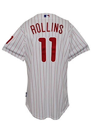 Mid 2000s Jimmy Rollins Philadelphia Phillies Game-Used & Autographed Home Jersey (JSA)