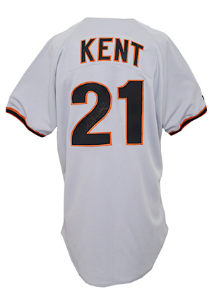 Late 1990s Jeff Kent San Francisco Giants Game-Used & Autographed Road Jersey