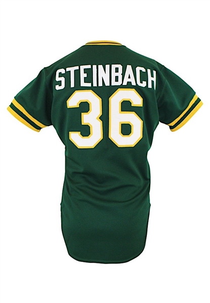 1986 Terry Steinbach Oakland As Game-Used Rookie Green Alternate Jersey