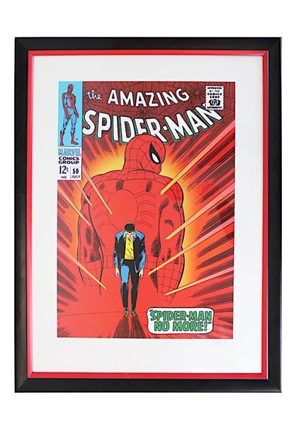 1967 The Amazing Spider-Man Marvel Comics #50 Large Format Framed Cover Autographed By Stan Lee (JSA)