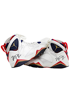 1992 Michael Jordan United States Olympics "Dream Team" Game-Used & Dual-Autographed Shoes (Full JSA)