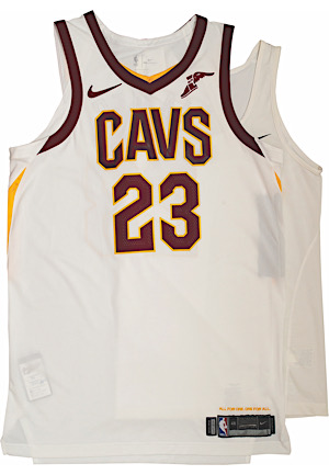 2017-18 LeBron James Cleveland Cavaliers Game-Used Jersey & Nike Pro Combat PE Compression Shirt (2)(Meza LOA)