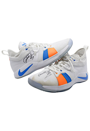 2017-18 Paul George Oklahoma City Thunder Game-Used & Dual-Autographed Playoff Shoes