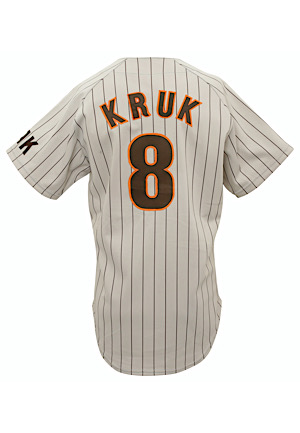1986 John Kruk San Diego Padres Rookie Game-Used Road Jersey (Ray Kroc Patch)