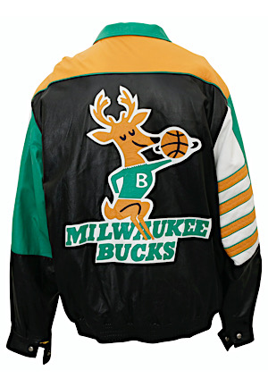 Kareem Abdul-Jabbar Milwaukee Bucks LE Jeff Hamilton Leather Jacket Gifted To Him On Court (Apparent Photo-Match • Abdul-Jabbar LOA) 