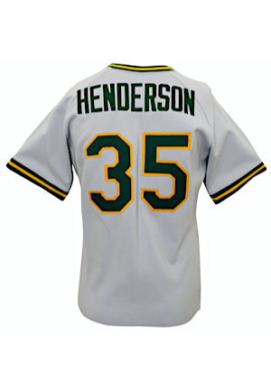Circa 1983 Rickey Henderson Oakland As Game-Used Road Jersey (Customary Cut Tail)