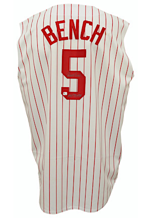 Johnny Bench Cincinnati Reds Autographed & Inscribed Home Jersey