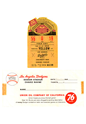 4/10/1962 Los Angeles Dodgers Vs. Cincinnati Reds Ticket Stub & Original Envelope (2)(First Game At Dodger Stadium)