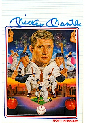 Mickey Mantle Single-Signed 4x6 "Sports Impressions" Card