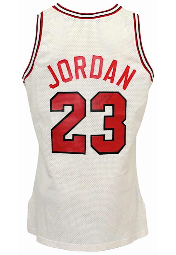 Michael Jordan Autographed Chicago Bulls White Champion Jersey