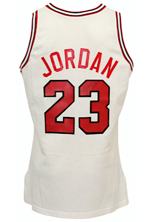 1990-91 Michael Jordan Chicago Bulls Game-Used & Autographed Jersey (Equipment Manager LOA • Signed At Charita Bulls Dinner • Championship & MVP Season)