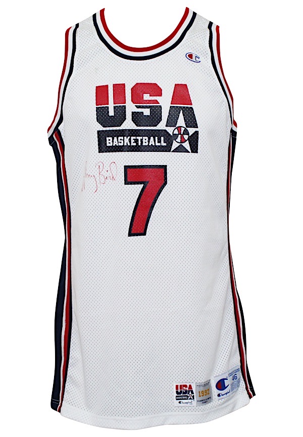 1992 Larry Bird Team USA Dream Team Pro Cut Authentic Champion Jersey Size  46 +3 Length