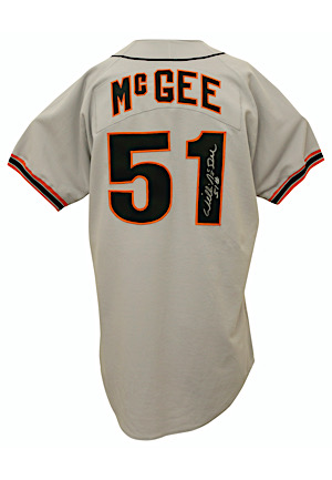 1993 Willie McGee San Francisco Giants Game-Used & Autographed Road Jersey