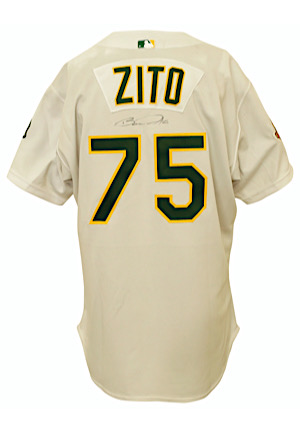 2001 Barry Zito Oakland As Game-Used & Dual-Autographed Home Jersey