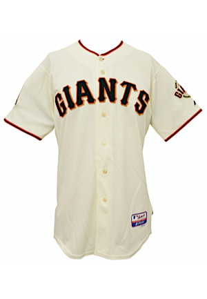 2008 Omar Vizquel San Francisco Giants Game-Used & Autographed Home Jersey (50th Anniversary Patch)