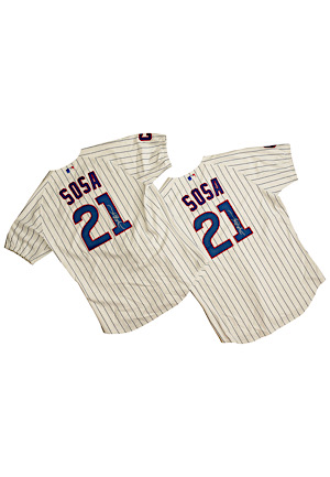 Sammy Sosa Chicago Cubs Autographed Pro-Cut Jerseys (2)