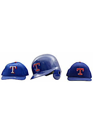 Juan Gonzalez Texas Rangers Game-Used & Autographed Helmet, Cap & BP Cap (3)