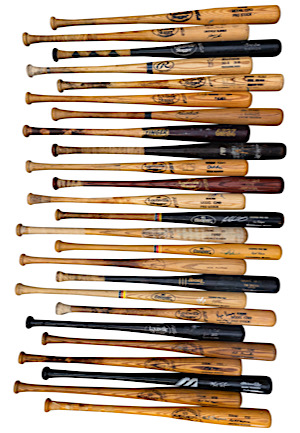 Large Grouping Of Game-Used, Game-Issued & Autographed Bats Including Many Texas Rangers (25)