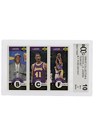 1996-97 Collectors Choice Los Angeles Lakers Team Set #L1 Bryant, Campbell & Fisher (Beckett Graded MINT 10)