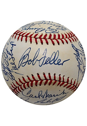 MLB Hall Of Famer Bob Feller & Many Stars Multi-Signed OAL Baseball