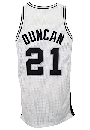 1997-98 Tim Duncan San Antonio Spurs Game-Used Rookie Home Jersey (RoY Season • Outstanding Wear)