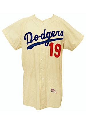 1958 Jim Gilliam Los Angeles Dodgers Game-Used Home Flannel Uniform & Stirrups (3)