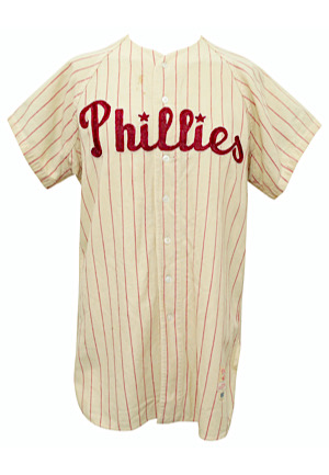 1958 Roy Smalley Philadelphia Phillies Game-Used Home Flannel Jersey