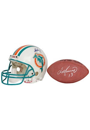 Dan Marino Miami Dolphins Autographed Full Size Helmet & Football (2)
