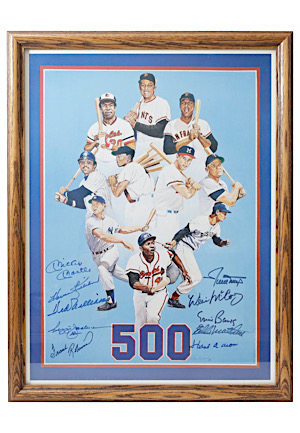 500 Home Run Hitters Multi-Signed & Framed Lithograph