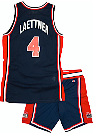 1992 Christian Laettner USA Olympics "Dream Team" Game-Used & Autographed Blue Uniform (2)