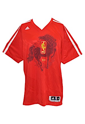 2013-14 Brooklyn Nets NBA Chinese New Year Celebration Player-Worn Shooting Shirt Attributed To Paul Pierce