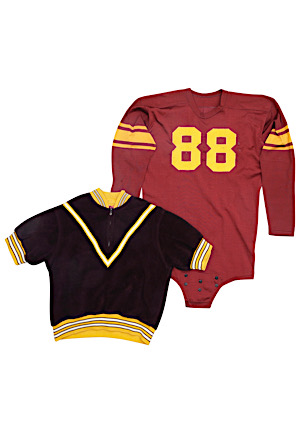 Mid 1950s USC Trojans Game-Used Football Jersey #88 & Basketball Shooting Shirt (2)