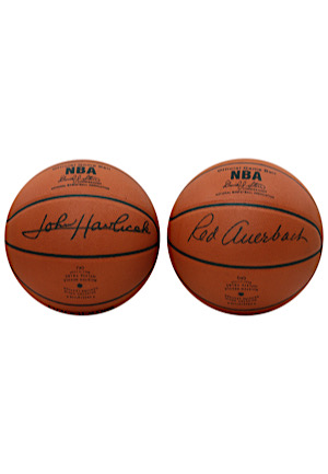 Red Auerbach & John Havlicek Single-Signed Spalding Basketballs (2)