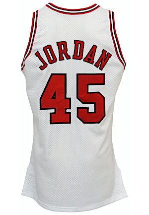 1994-95 Michael Jordan Chicago Bulls Game-Used Home Jersey (Basketball HOF LOA • Rare "Im Back" No. 45)