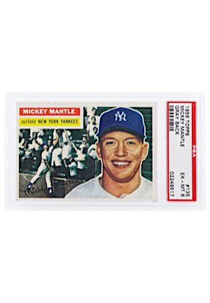 1956 Topps Mickey Mantle Gray Back #135 (PSA EX-MT 6)