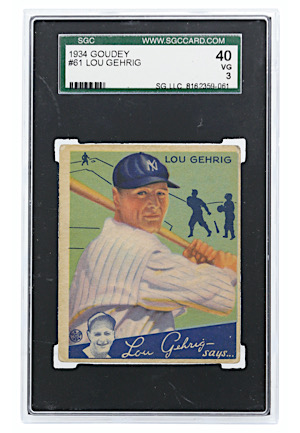 1934 Goudey Lou Gehrig #61 (SGC VG 3)